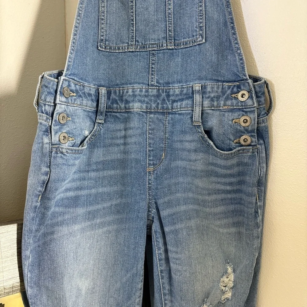 Arizona Jean Company Blue Distressed Denim Overalls